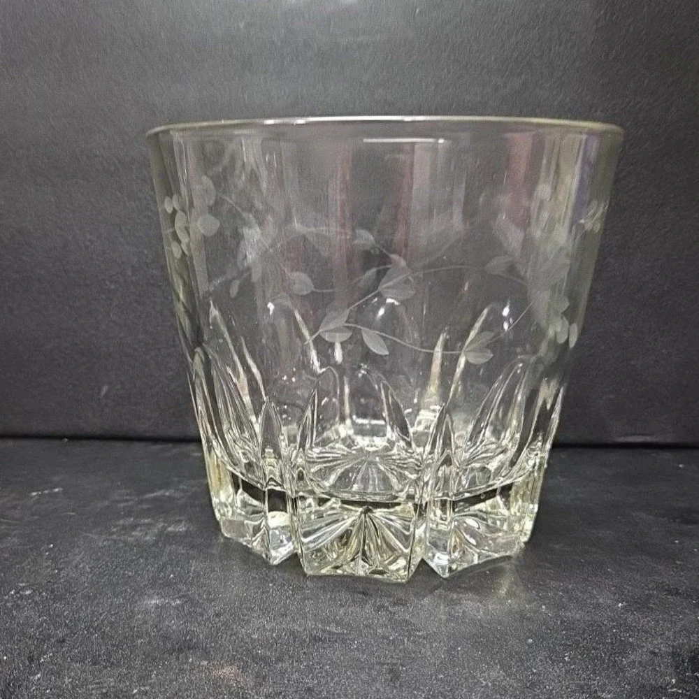 Princess House‎ Heritage Crystal Ice Bucket, Etched Floral Serving Bowl, Barware
